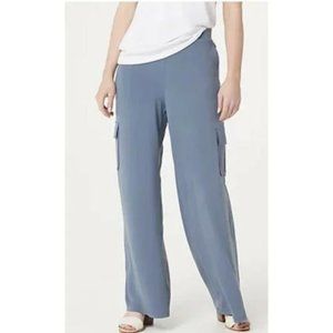 Women's Knit Pull-On Wide-Leg Cargo Pant - Blue Storm
